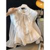 Recommended for Self-retention~ Bow Design Shirt Women's Spring New High-end Ruffle Edge Unique Top