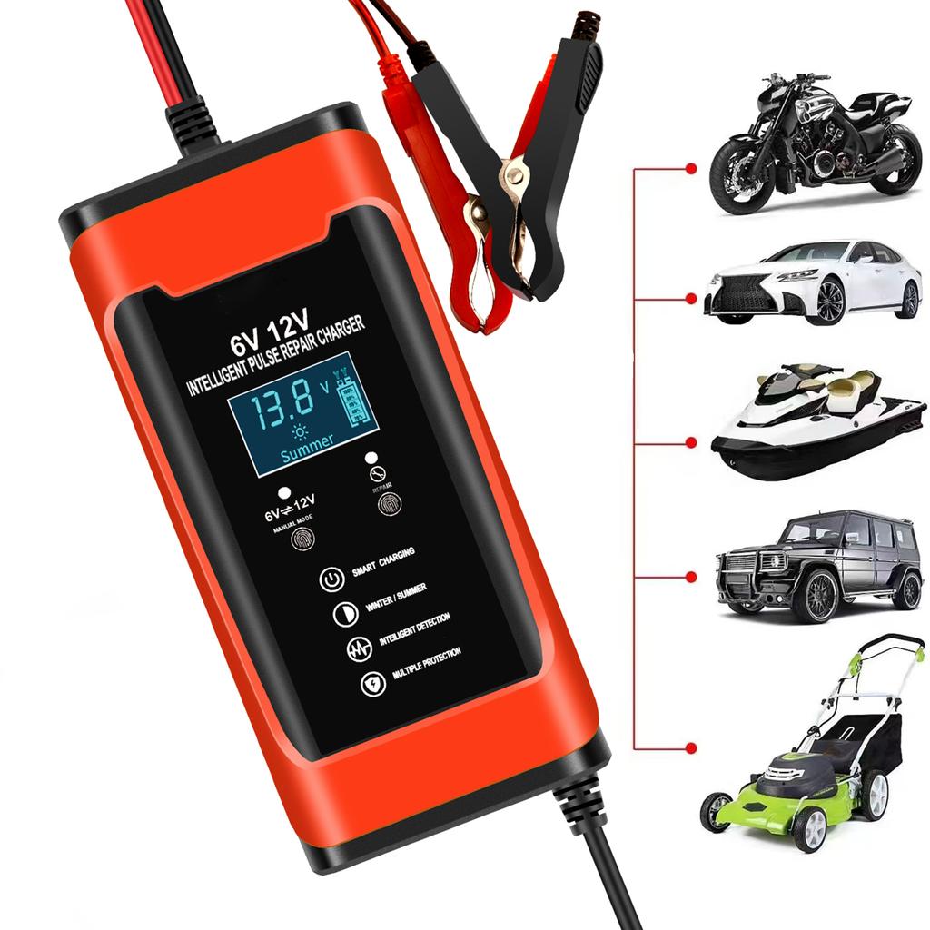 6V 12V Intelligent Pulse Repair Charger with LCD Display Multiple ProtectionFlame-retardant