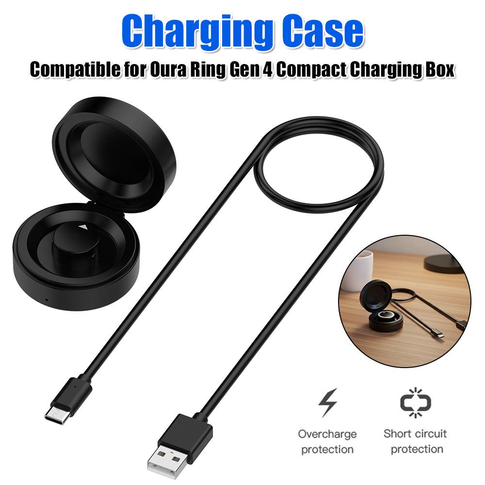 Kompatibilní pro nabíjecí stanici Oura Ring Gen 4, přenosný kompaktní nabíjecí box s USB-C kabelem pro chytrý prsten