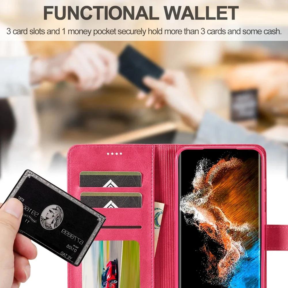 Leather Wallet Phone Cover Magnetic Flip Case Cards Slot For Samsung Galaxy S25 S23 Ultra S24 S22 Plus S21 FE A34 A54 A55 A14 A15