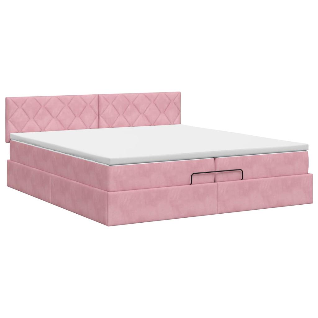 Ottoman Bed with Mattress and Headboard Pink 200 X 200 Cm Velvet