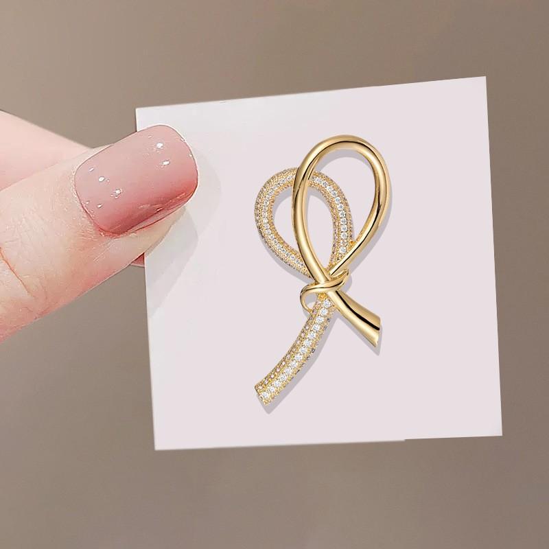 Light Luxury Bow Brooch Simple And Fashionable Personalized Corsage Women'S Pin Versatile Anti-Light Accessories