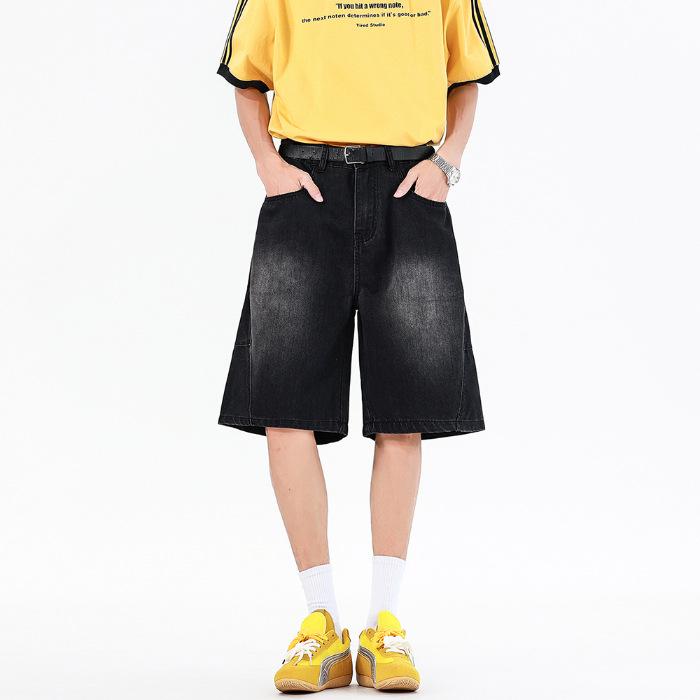 

New Loose Straight Jeans Elastic Waistband Lace-up Pants 3XL