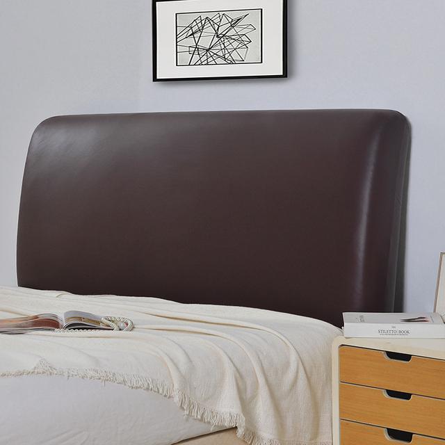 

Высококачественный защитный чехол для прикроватной тумбочки, водостойкий чехол из искусственной кожи, эластичный чехол на спинку кровати «все включено» 200x75cm кофейный