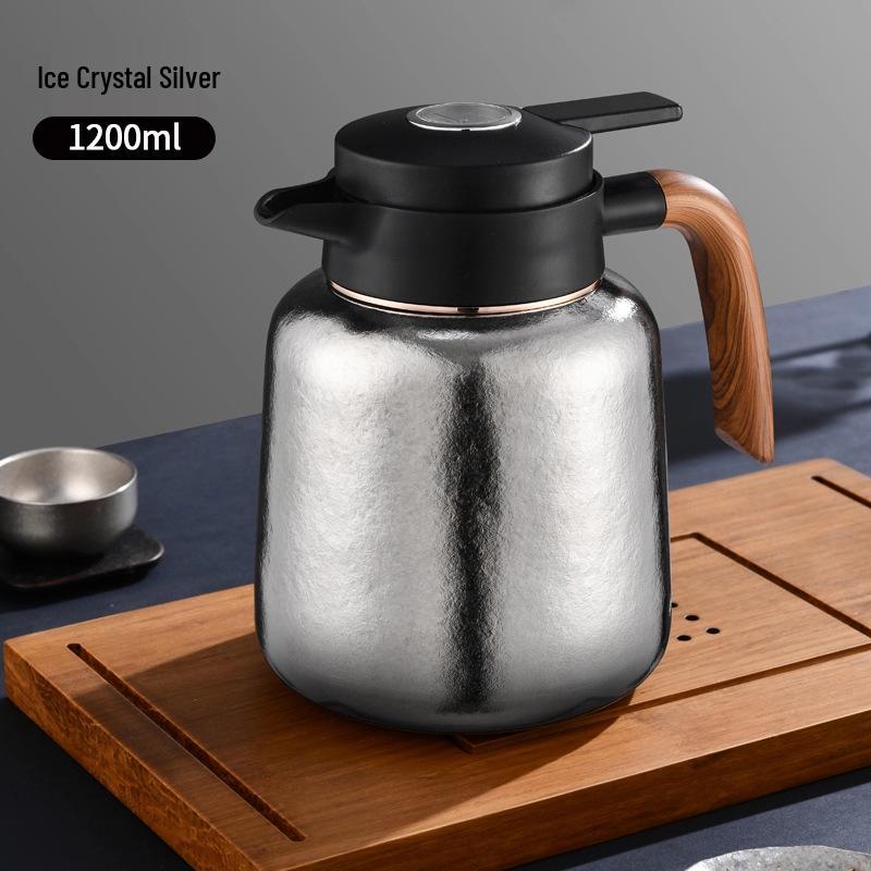 2025 Pure Titanium Insulated Tea Stew Pot with Temperature Display - Large Capacity Double-Layered Brewing Pot for Old White Tea 1200ml