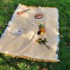 With Tassel Waffle Weave Tablecloth Thickened Outdoor Lawn Floor Mat  Outdoor