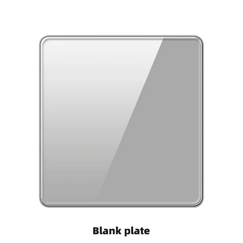 Deluxe Grey Tempered Glass Panel UK 13A Plug Electrical Socket, Double 5 Pin Socket and Switch, EU Universal USB C Wall Socket