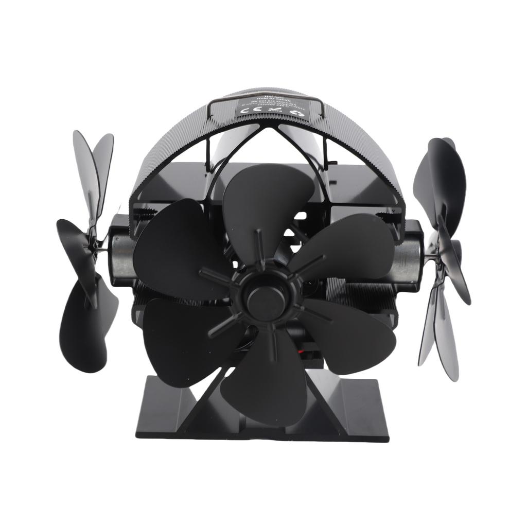 Heat Powered Stove Fan 3 Heads 18 Blade 270 Degree Blowing Fireplace Fan with Protective Cover Handle for Home Wood Burning Stov