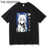 Hololive VTuber T-skjorte Unisex Harajuku tegneserie-grafikk-t-skjorter Unisex-tilfeldig bomullst-skjorte Herre Anime Kawaii Shirakami Fubuki T-skjorte