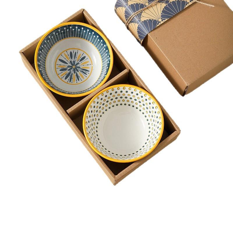 Nordic Ceramic Bowl Tableware, Underglaze Color Ceramic Bowl Set, Business Opening Gift, Company Event Gift