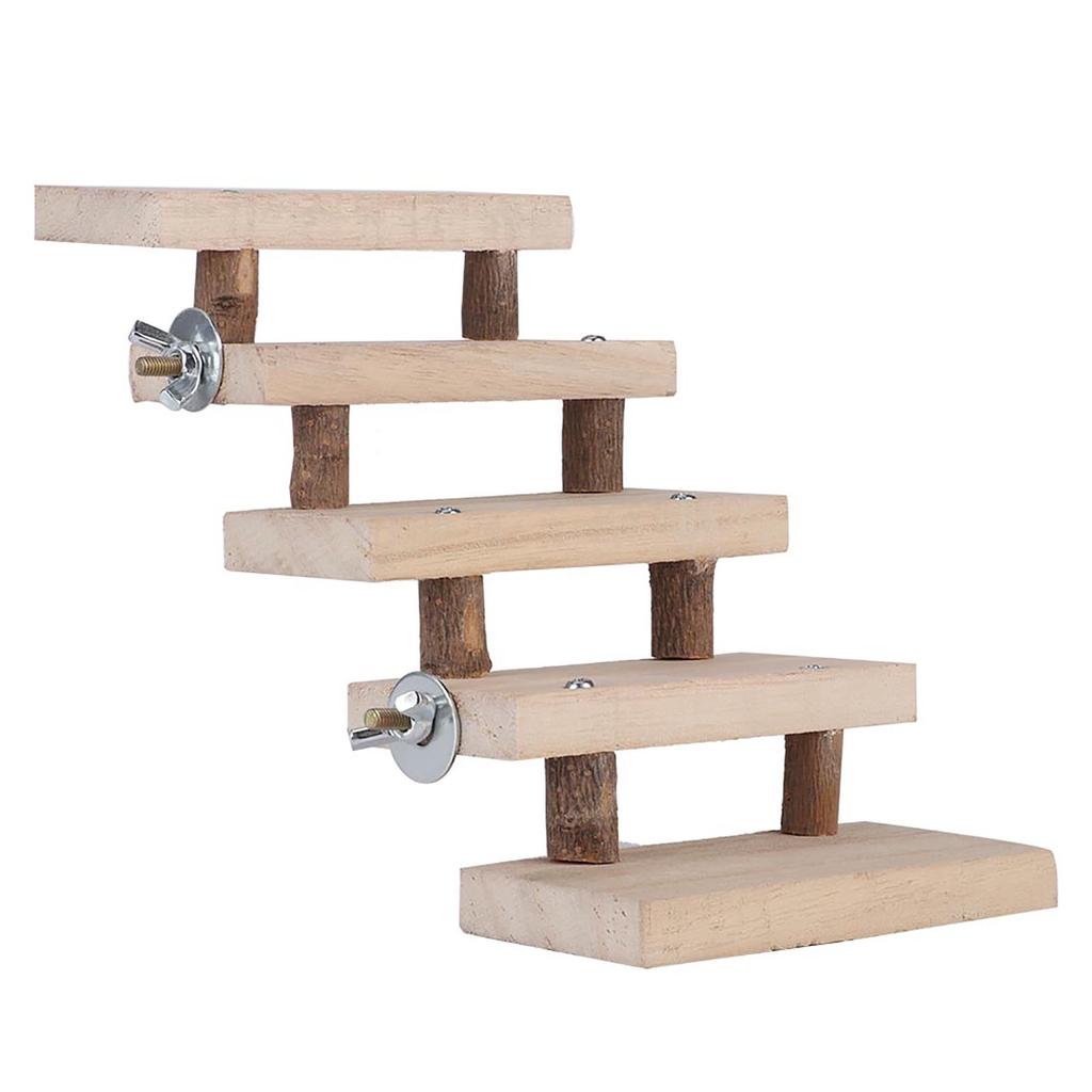 5 Layers Natural Wood Hamster Ladder Parrot Toy Climbing Stairs Pet Toys Gift Cage Accessories