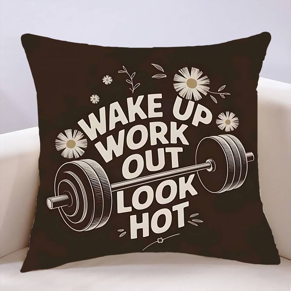 EatSleepTrainRepeat FitnessMotivational Quotes PillowCase Polyester Pillowcase Decorative Sofa Cushion Pillowcase Home Decor
