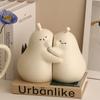 Set of 2 Cute Hugging Pear Ceramic Bookends, Heavy Duty Book Stopper for Home Office Desk Decor, Aesthetic Room Ornament , Gift