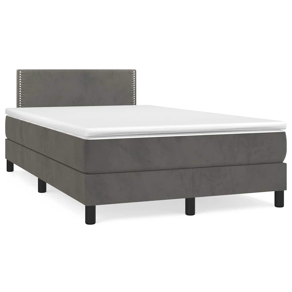 Vidaxl Letto Continentale Con Materasso E LED, Grigio Scuro, 120X190 Cm