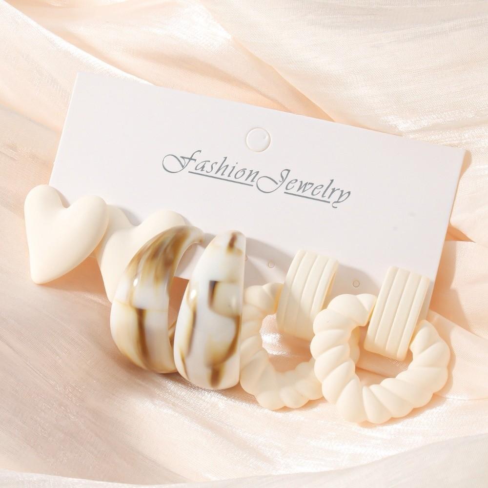 3 Pairs Sweet Women's Earrings Heart Shaped Jewelry Accessories Gift  Daily Dressing and Party