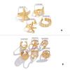 4Pcs Set Creative Scallops Starfish Open Rings for Women and Men Adjustable Knuckles Jewelry In Gold/Silver Color