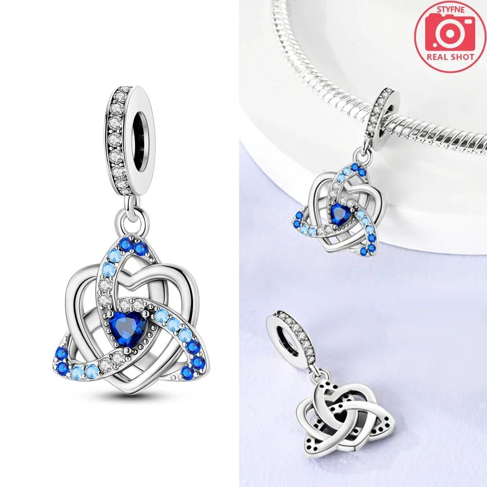 Infinite Pink Heart Zircon Crown Pendant Original Copper Charms Beads Fit Bracelet Women Jewelry Diy Gift Accessory Making