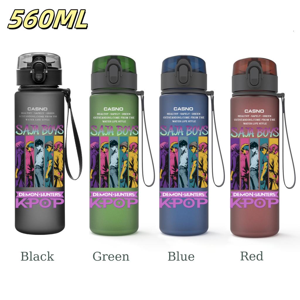 560ML KPop Demon Hunters Plastic Cartoon Pattern Water Cup Tall Superior Quality Children Outdoor Sports Drinking Water Bottle Birth Date Present