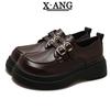 Leather Loafers Women's Shoes 2025 Spring New Small Leather Shoes Platform Mary Jane Shoes One Pedal Jk Single Shoes