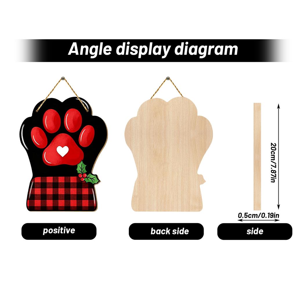 Flat Wooden Christmas Hanging Sign for Holiday Home Wall and Door Decoration
