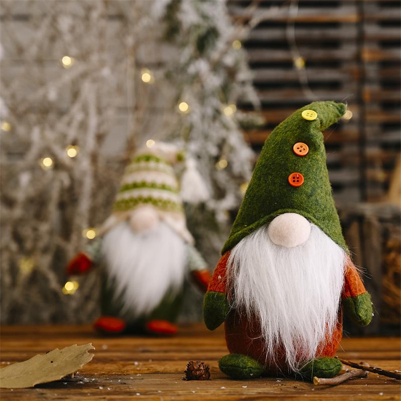 Christmas Faceless Doll Knitted Green Gnome Doll Figurine Merry Christmas Decorations Family Santa Claus Ornament Surprise Gift