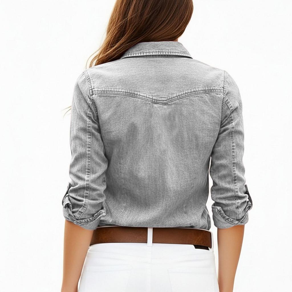 Camicie Vintage da Donna in Denim Lavato Manica Lunga Collo a Revers Bottoni Bluse Casual Ampie Top Quotidiani