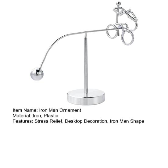 Mini Iron Man Balancing Toy Stress Relief Horse Riding Cycling Double Person Swing Iron Man Ornament Home Office Desktop Decoration