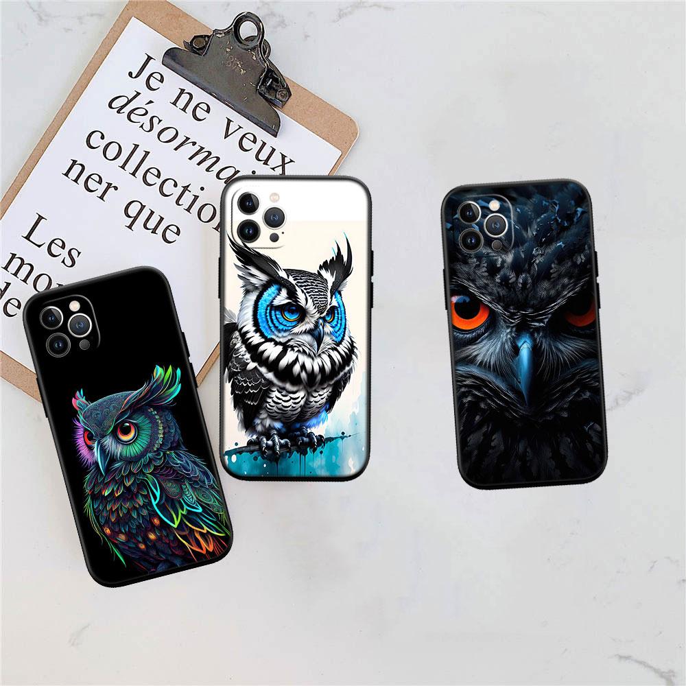 CJ25 Cartoon Art Owl Soft Shell Phone Case for Samsung Galaxy S20 S21 S22 Ultra FE + Plus A21S A22 A24 A25 A26 A30 A30S A31