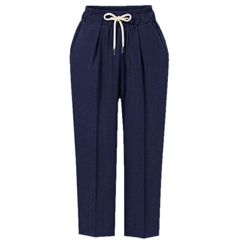 

Casual Pants Women s Autumn Nine-point Pants High Waist Large Size Women s Pants Korean Version Loose and Thin Harlan Pants 6XL темно-синього кольору