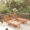 Day and Night - Day and Night Set of Sun Loungers with Table 2 Units Solid Acacia Wood