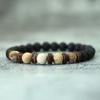 New Natural Wooden Bracelet For Men Meditation Braslet Volcanic Rock Braclet Gemstone Stretch Beaded Brazalete Pulsera