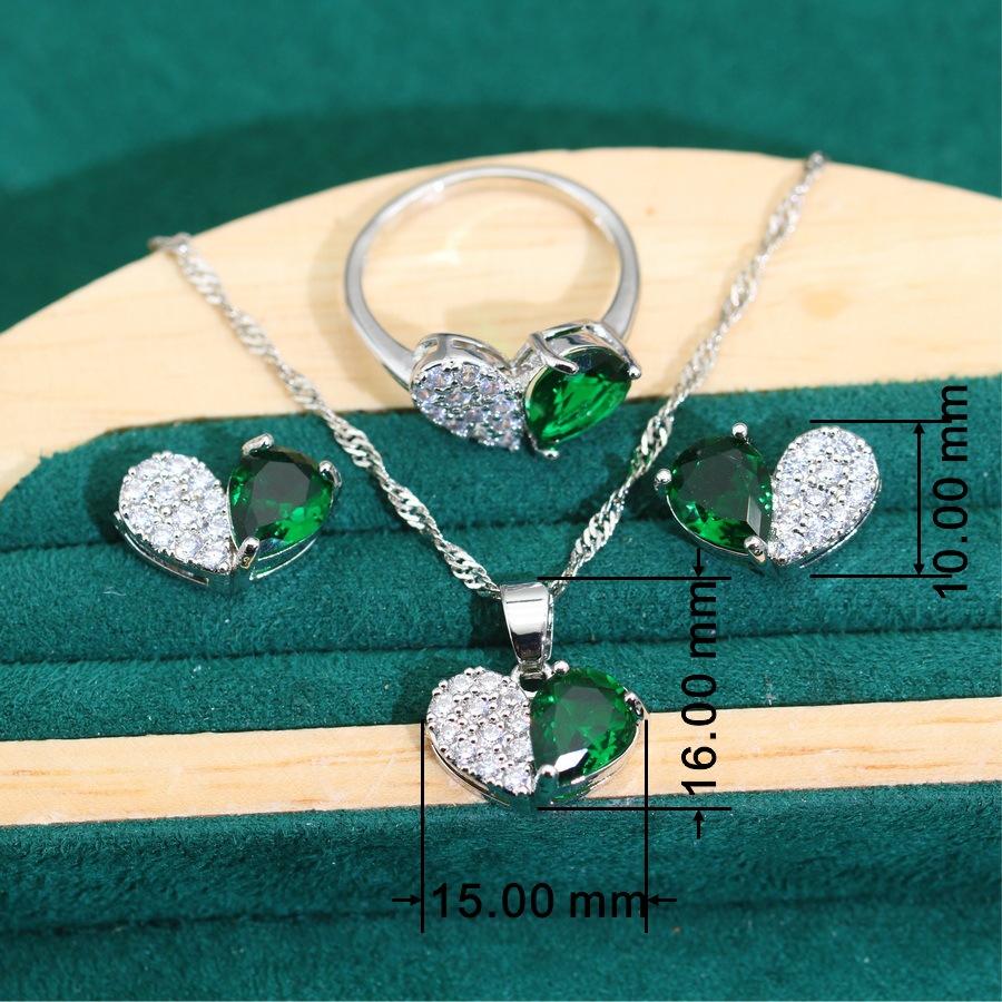 2024 New Zircon Heart Necklace Earrings Earrings