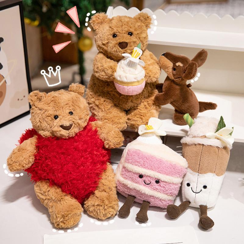 Heartwarming Doll Bear Cake And Milk Tea Themed Plush Toy Adorable Girl Gift