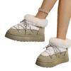Fashion New Thick-soled Women's Snow Boots Plush Lace Non-slip Wear-resistant Cotton Boots for Winter Zapatillas Mujer