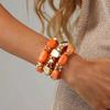 KunJoe 3Pcs/Set Trendy Irregular CCB Beaded Chain Link Resin Bracelets for Women Boho Multilayer Elastic Bangles Jewelry On Hand
