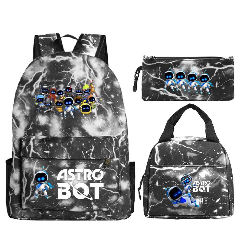 Game Astro bot peripheral printing fashion primary and secondary school students schoolbag three-piece set multi-function large capacity