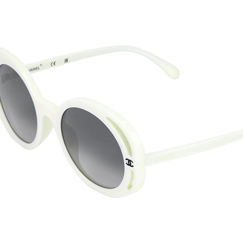 CHANEL Gradient Lenses Acetate Irregular Sunglasses Women's Beige