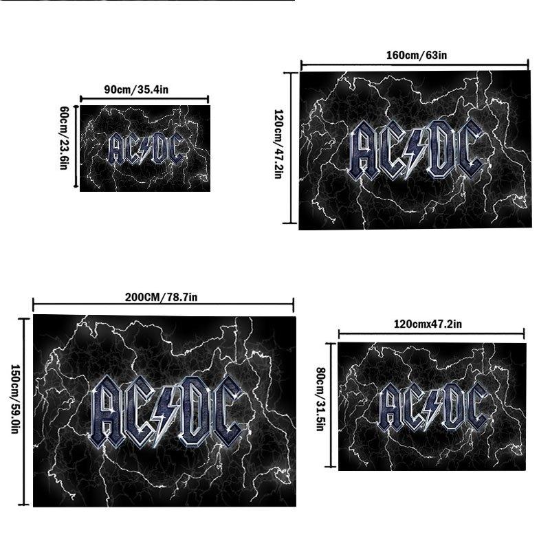 AC/DC Logo Lightning Rock Band Poster Print Wall Art DecorOffice Mat Home Decor Gift For Halloween & Christmas LC22