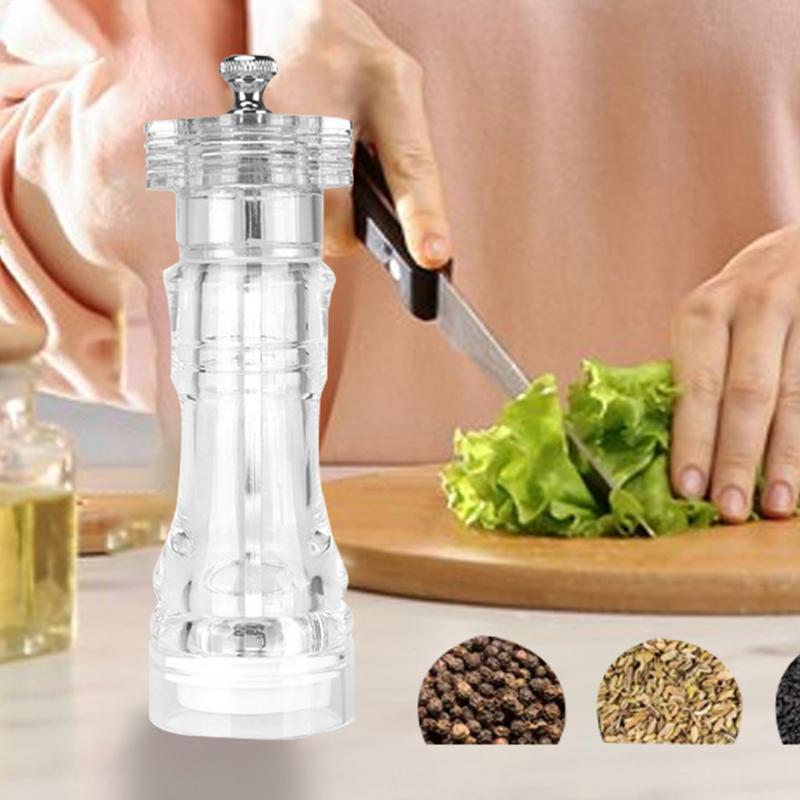 Acrylic Salt and Pepper Grinder Refillable Flavor Grinder Peppercorn Grinder Portable Salt Shaker for Black Pepper Coarse Sea