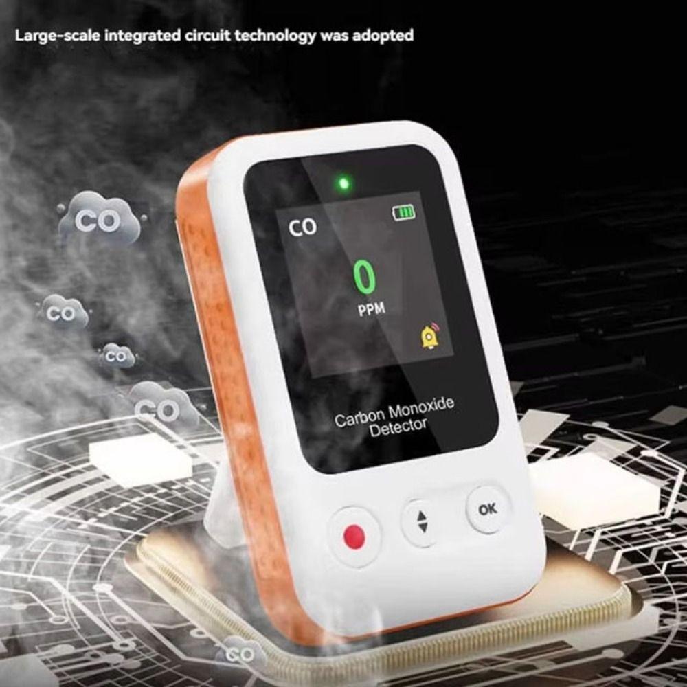 Rechargeable CO Detector Alarm High Definition Air Quality Monitor Carbon Monoxide Detector  Garage