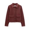 Ladies' Fashion Large Pocket Short Long Sleeve Button Jacket Coat
