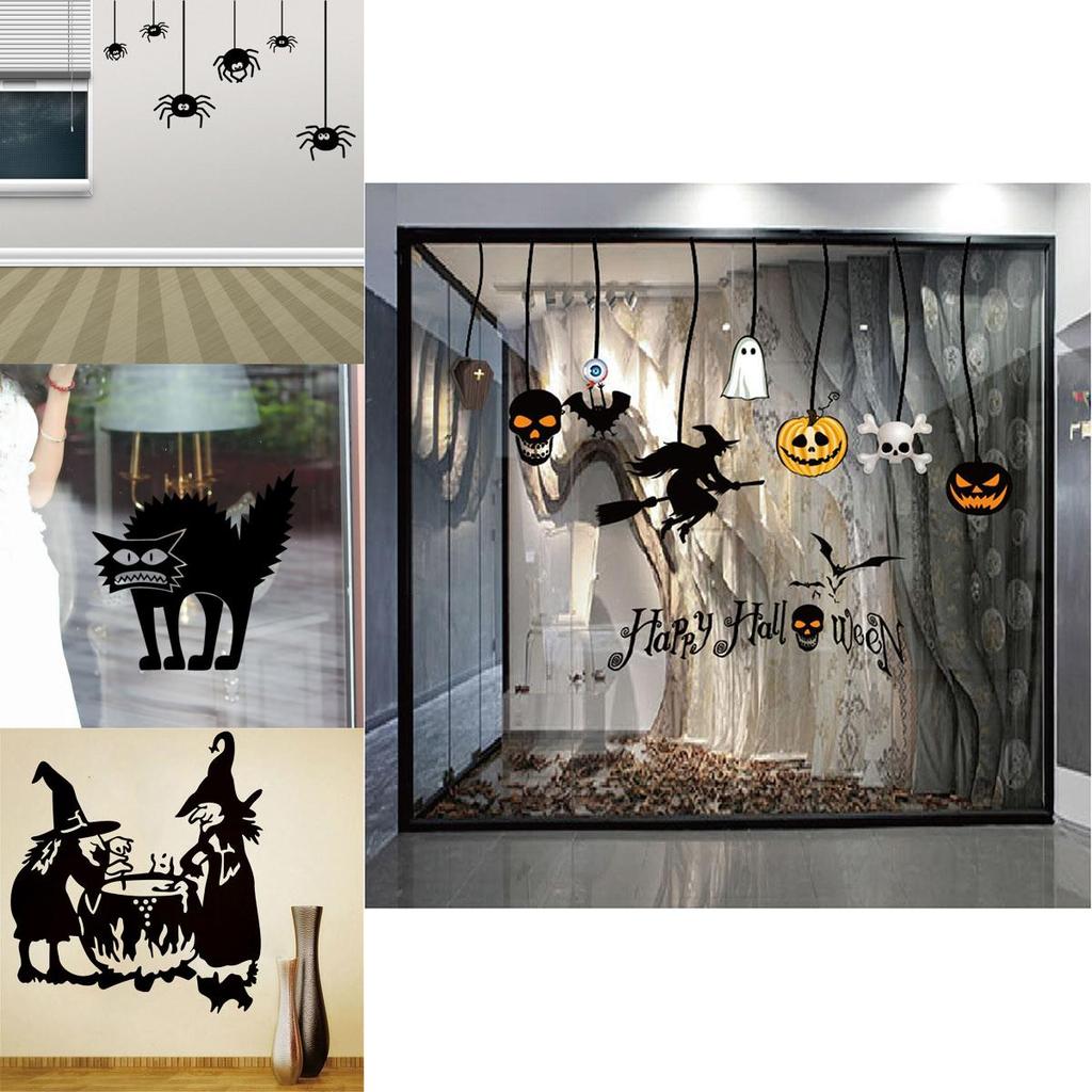 Vielseitige und abnehmbare Halloween-DIY-Wandaufkleber mit Kürbis-Hexen-Vinyldesign