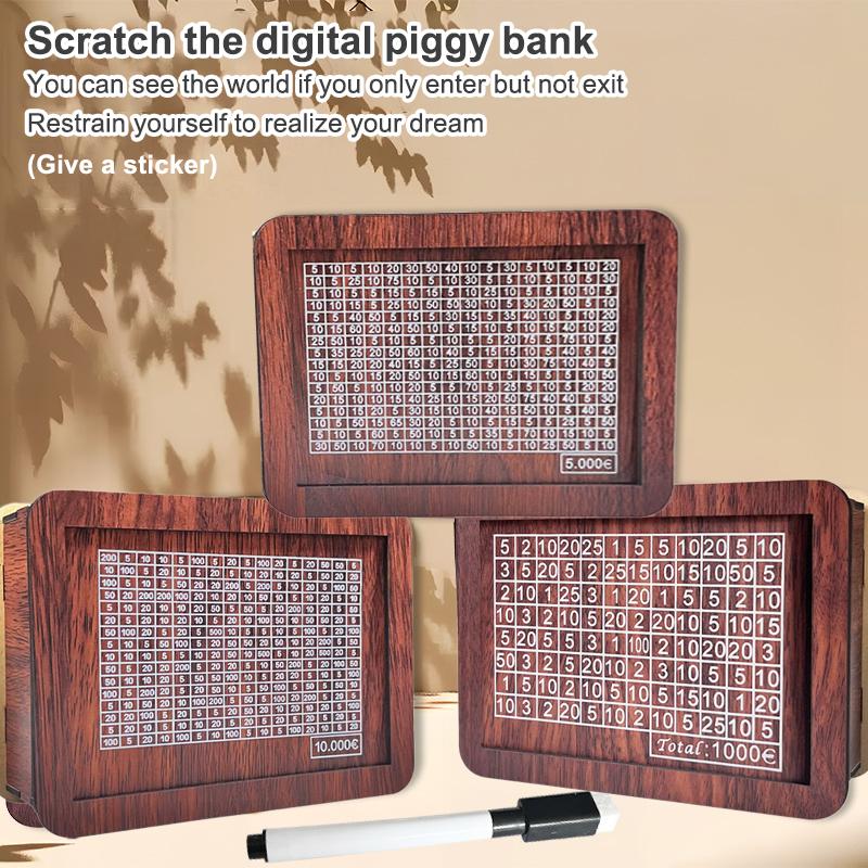Wooden Money Saving Box Money Storage Bank With Saving Money Goals Counter Reusable Handmade Piggy Bank Coin Tray Storage Case
