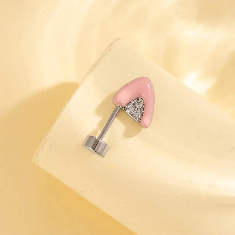 Modny Uroczy Kolczyk do Chrząstki Ucha w Kształcie Kociego Ucha Pływający Piercing Helix Stal Tytanowa Zawieszka Gwiazda Serce Cyrkonia Tragus Ucho Cyrkonia