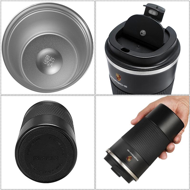 1Pcs Car Vacuum Flasks Coffee Cup Travel Portable Insulated Bottles For Porsche Cayenne Panamera Macan Boxster 911 928 944 918 917