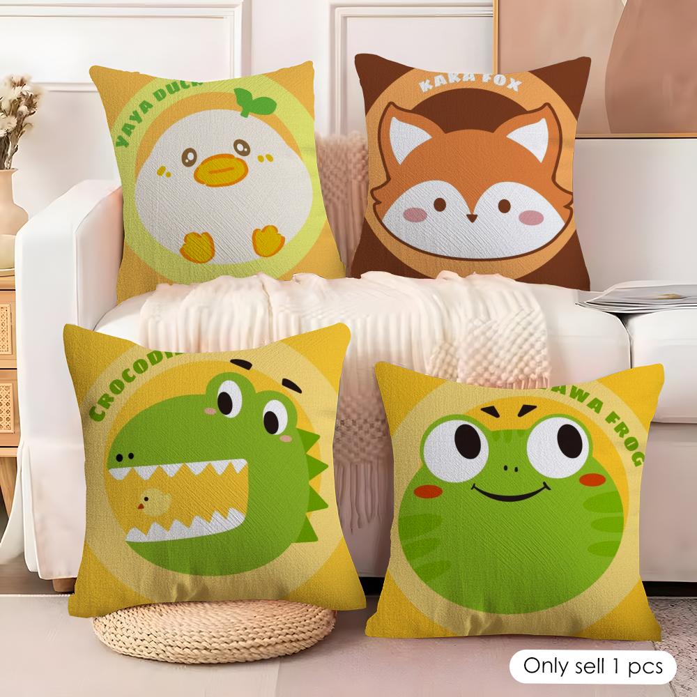 INS Cute Animals Cushion Cover Soft Plush Fabric DoubleSided Printed Cushion Covers for All Seasons Modern Home Decor