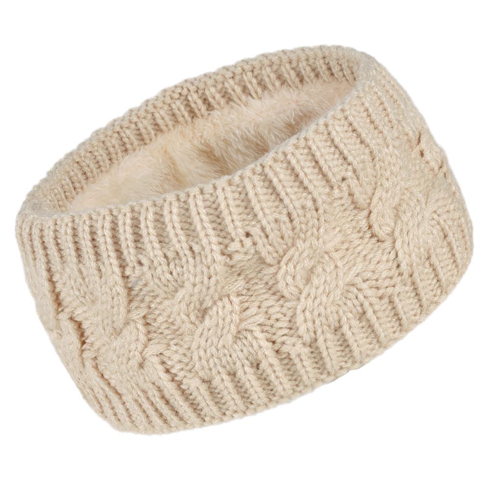 Women's Winter Cable Knit Headband with Velvet, Warm Wide Ear Protection for Sports