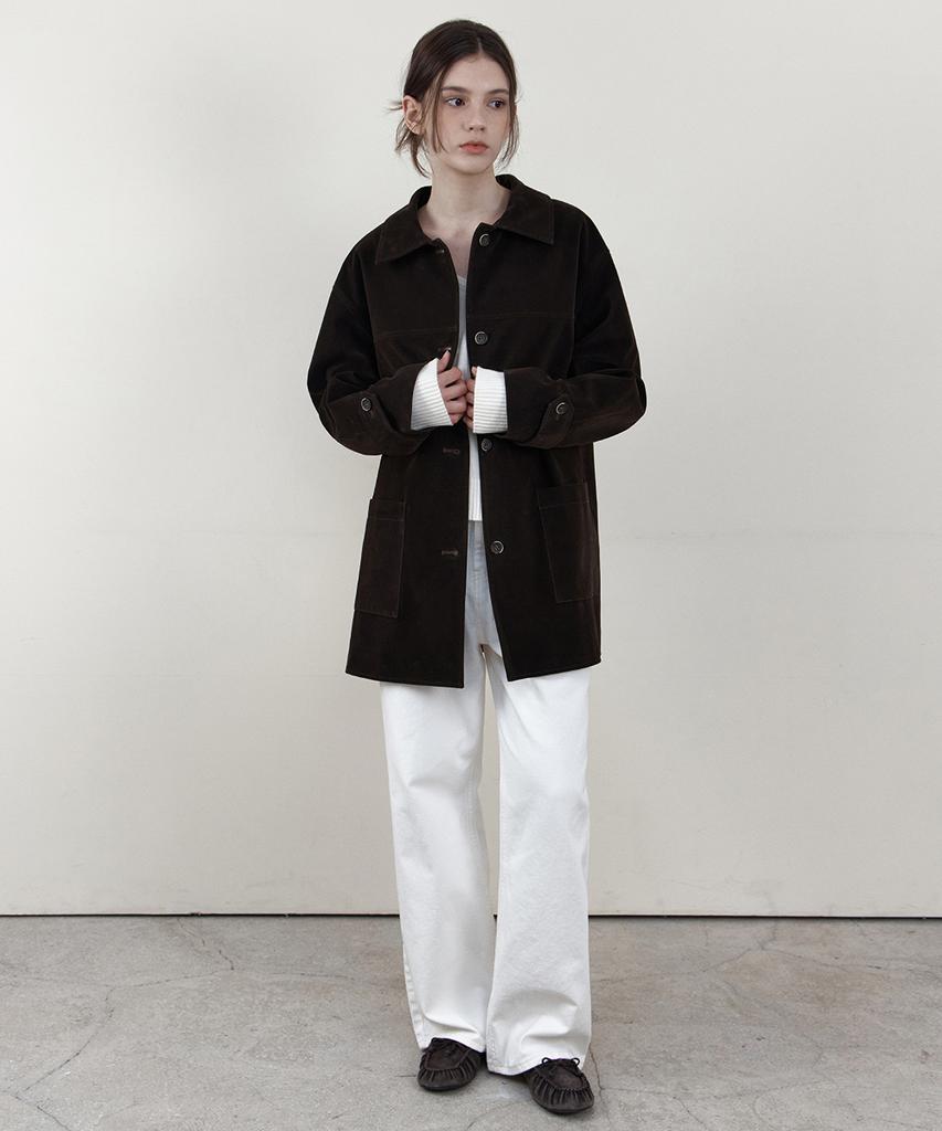 WEDNESDAYOASISFORWOMEN [Ppeum'S Pick][Atelier Edition] Vegan Suede Single Half Jacket_Dark Brown(Wcb6Ot07)