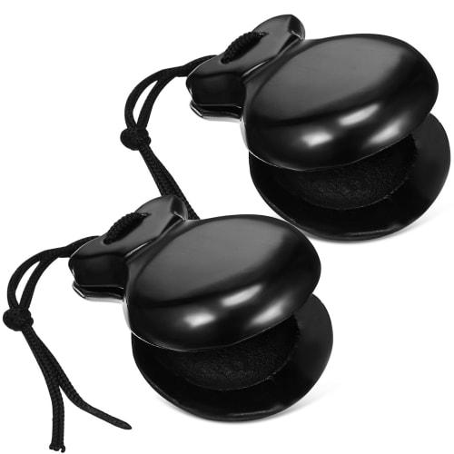Abaodam 1 Pair Wooden Spanish Castanets, Traditional Hand Percussion Castanets, Educational Musical Percussion Instrument with Rhythm Board