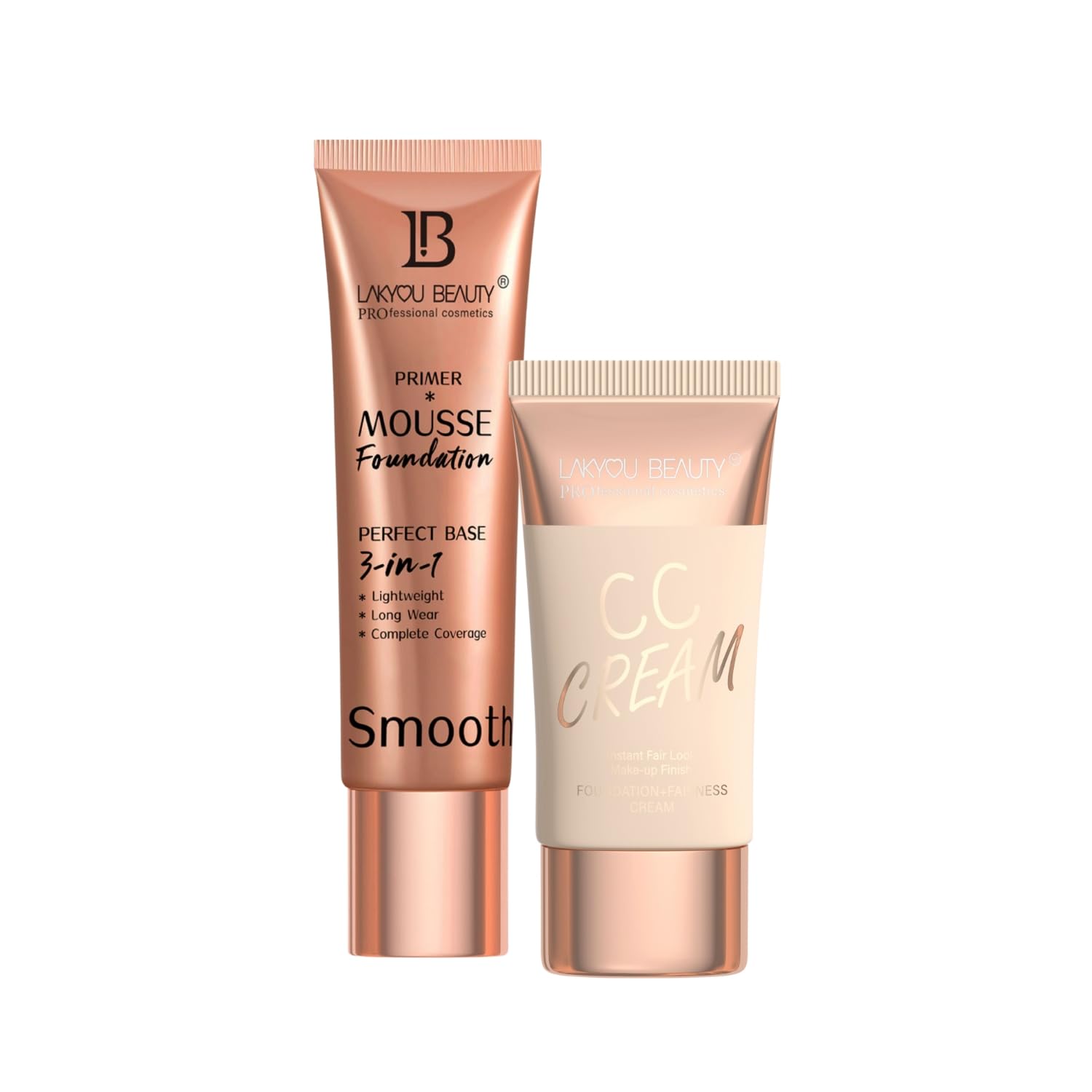 Lakyou Beauty Primer Mousse Foundation & CC Cream Combo | Smooth Base Makeup | Natural Makeup Finish